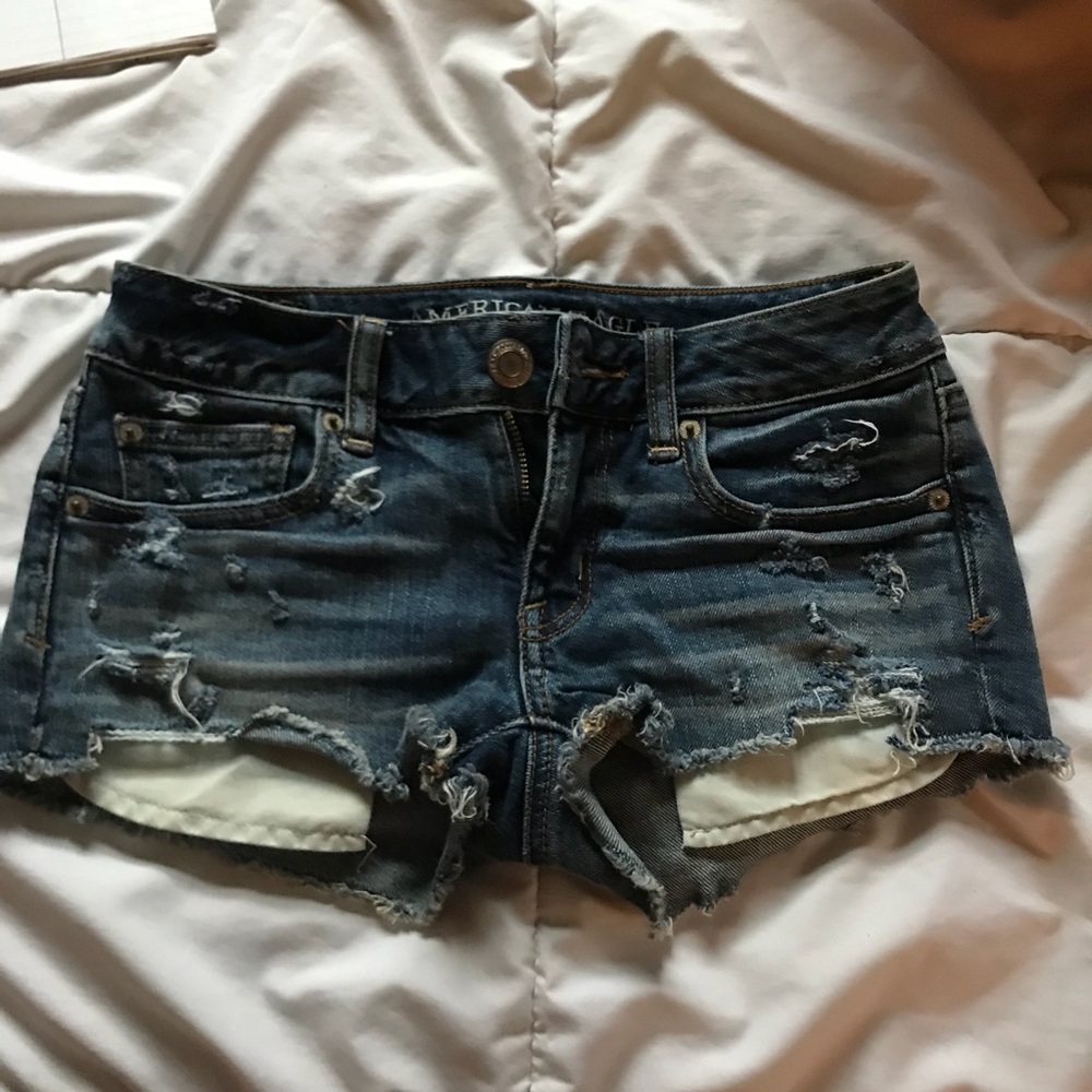 american eagle denim distressed shorts